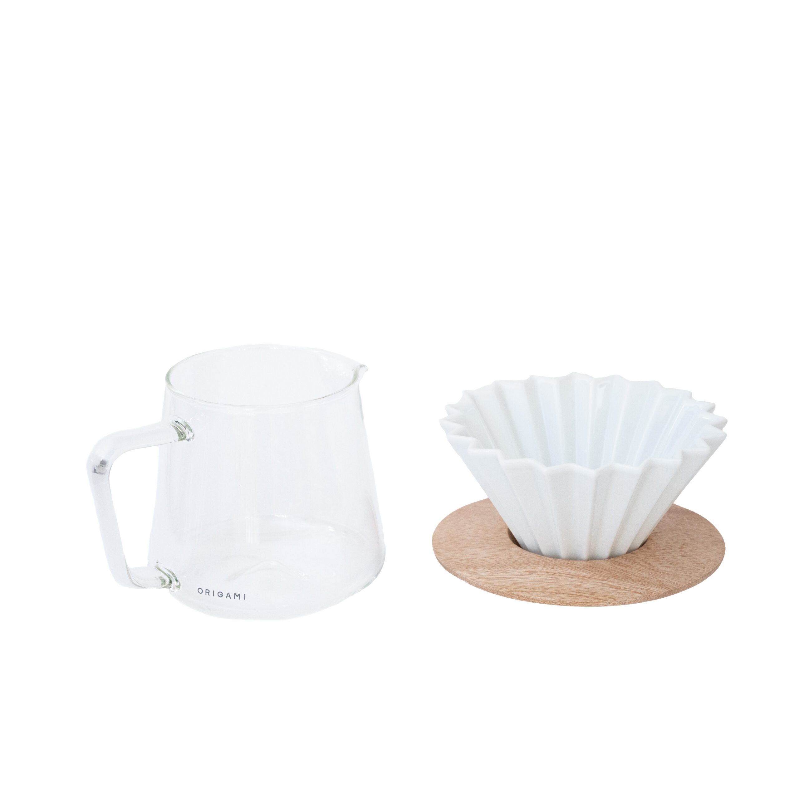 ORIGAMI - Set Dripper S+wood holder+carafe+filters White