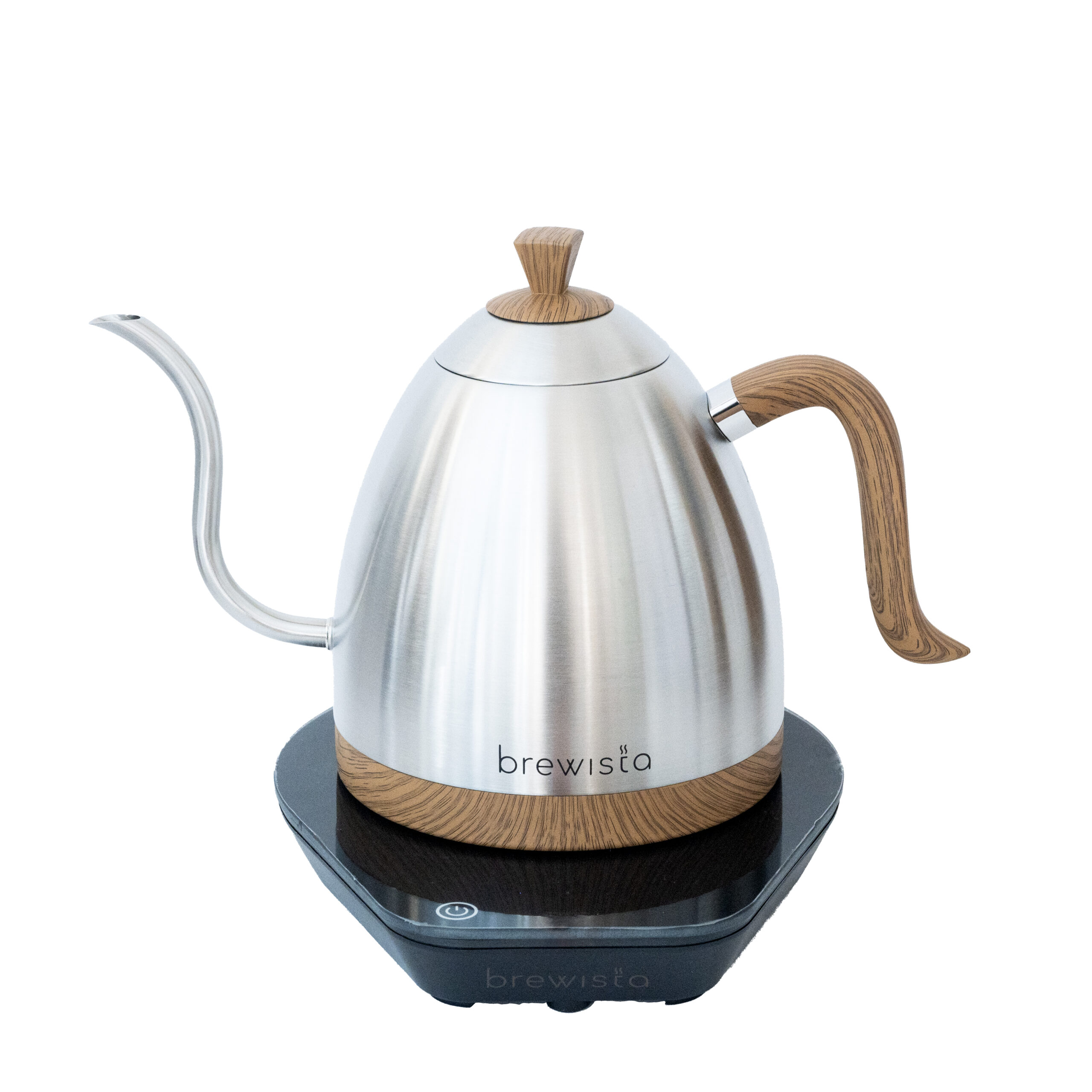 BREWISTA - Artisan Electric Kettle Silver - wood handle blackbase 1